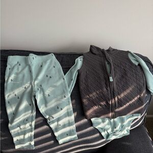Carter's Gray and Blue Vest Outfit